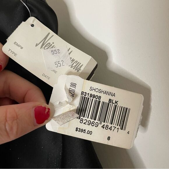 NWT Shoshanna coctail black mettalic strapless mini fit flare Dress… - Picture 5 of 14